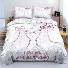 

3D Cartoon Alpaca Bed Linen Sets White Simple Duvet Cover Set Pillow Shams with Soft Quilt Case Twin Full/Double Queen King Size