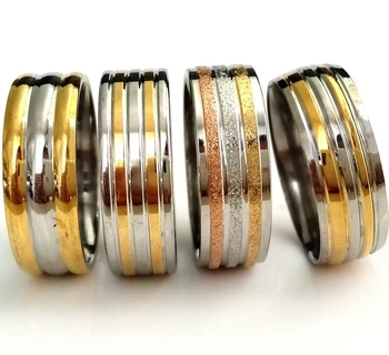 

50pcs/lot New Mix Lot Top Design High Quality Comfort-fit 8MM 316L Stainless Steel Wedding Rings Mens Gift Womens Trendy Jewelry