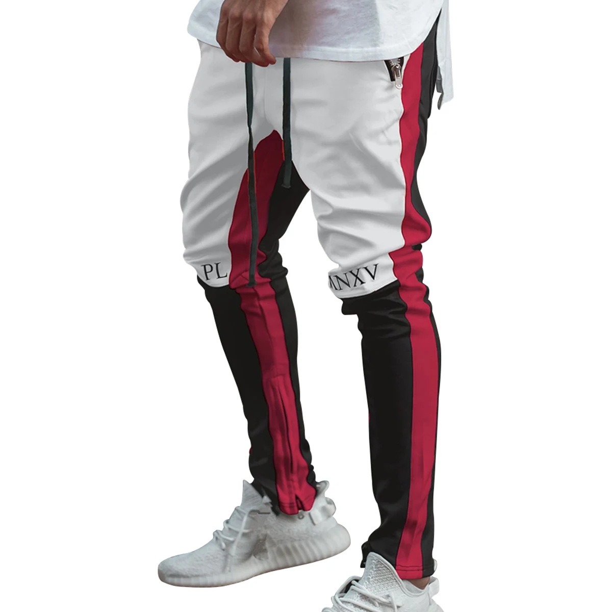Casual Harem Pants Men Jogger Pants Men Fitness Trousers Male Men's Stitching Slim Zipper Casual Pants Cotton Fitness Pants