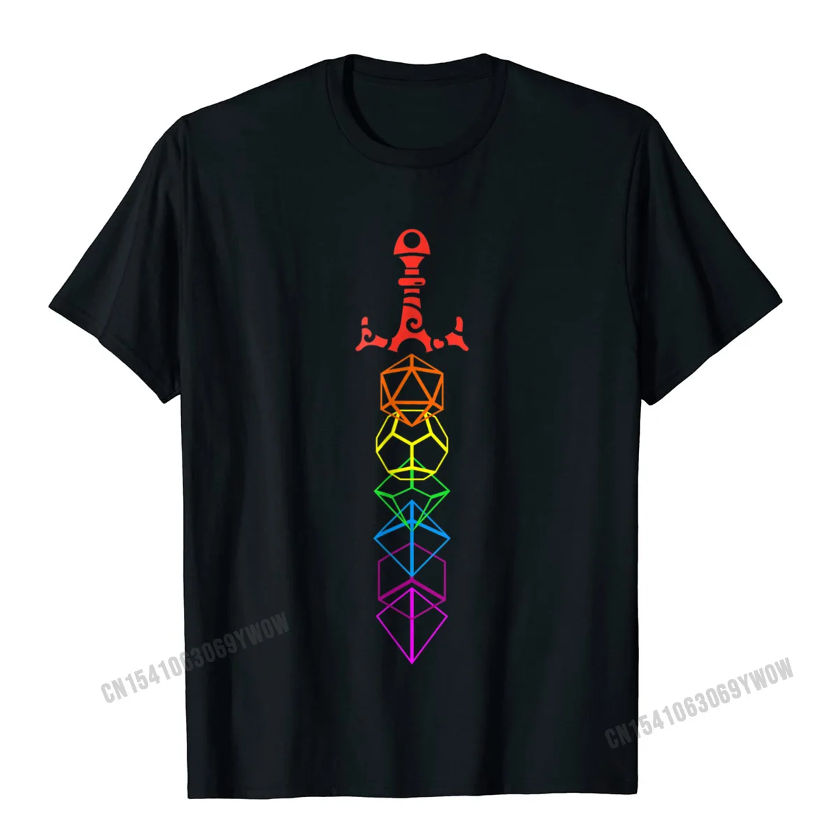 Customized Summer/Autumn Pure Cotton Round Neck Tops Shirt Short Sleeve Fitness Tight Tops Tees Plain Normal T Shirt Nerdy Dice Sword for RPG Gamers Shirt__1048 black