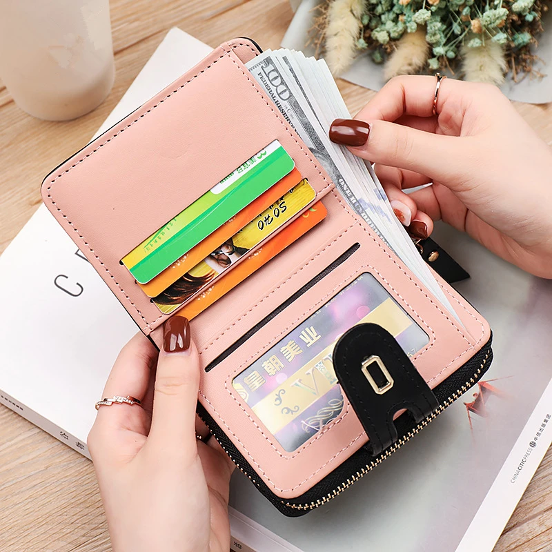 6-Colour Fashion Women Folded Small Wallets PU Leather Mini Short Coin Purse Ladies Female Multifunction Card Holder Clutch