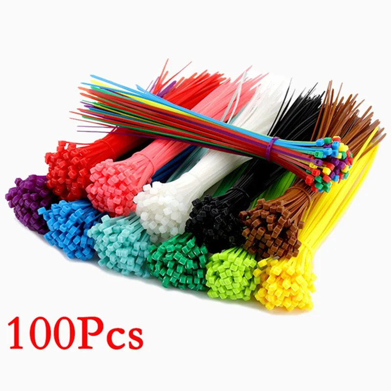 

100 8-Color Nylon Cable Ties With A White Black Organizer To Secure The Cable 2.5Mmx100Mm 2.5Mm * 100Mm