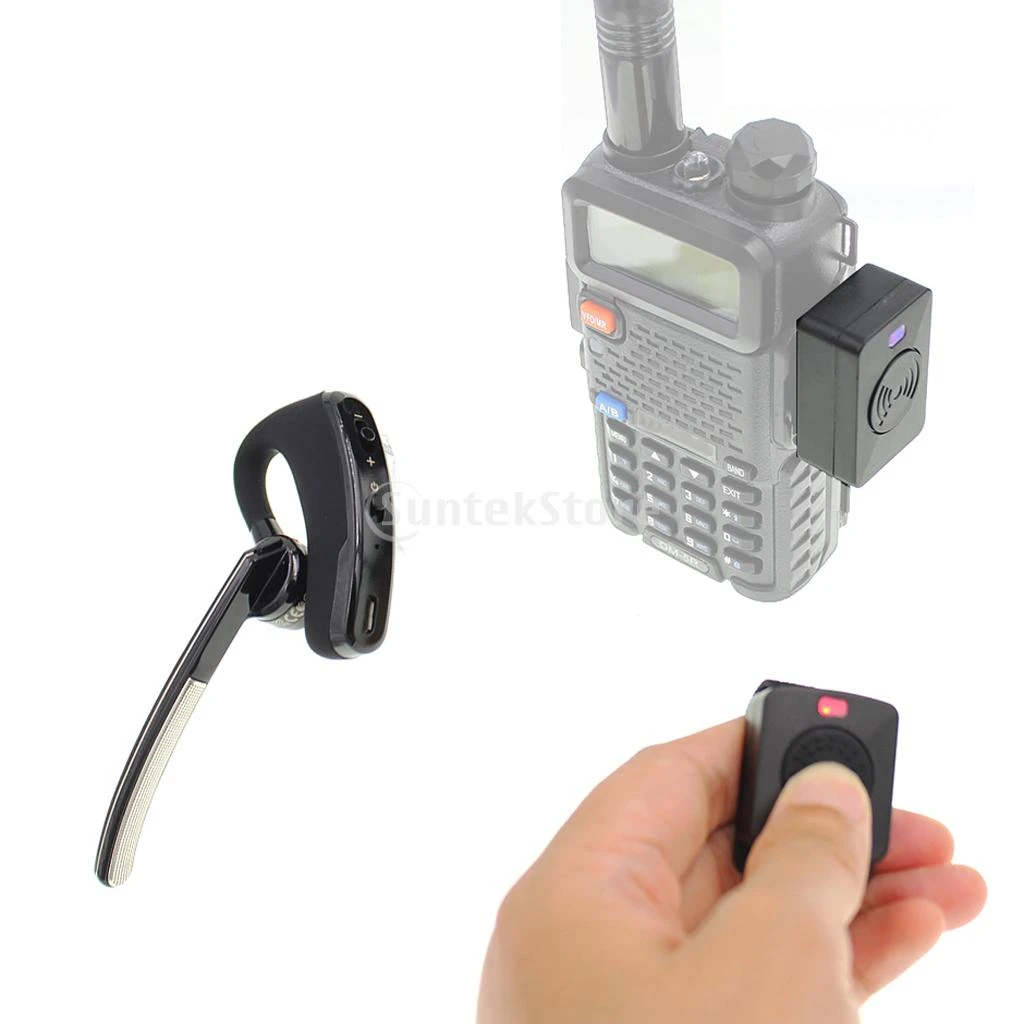 Walkie Talkie Headset Earphone Bluetooth 4.0 Wireless Earpiece Transeciver with Finger PTT Key Two Way Radio Earpiece with Mic