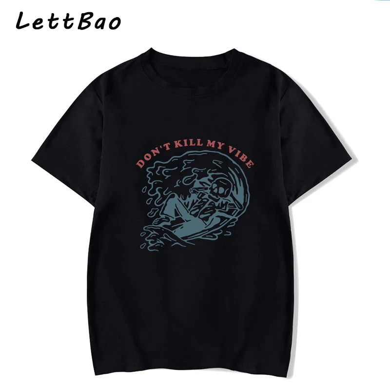 

Dont Kill My Vibe Haut Femme Korean Style Print Tshirt Men Casual Hipster Funny t-Shirt For Girl Top Tee Drop Ship