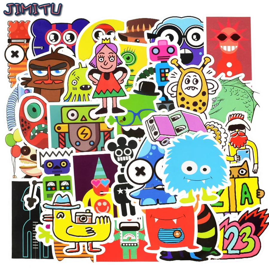 

50 Pcs Cute Cartoon Stickers Monster Animal Graffiti Waterproof Stickers DIY Laptop Motorcycle Luggage Snowboard Home Decals