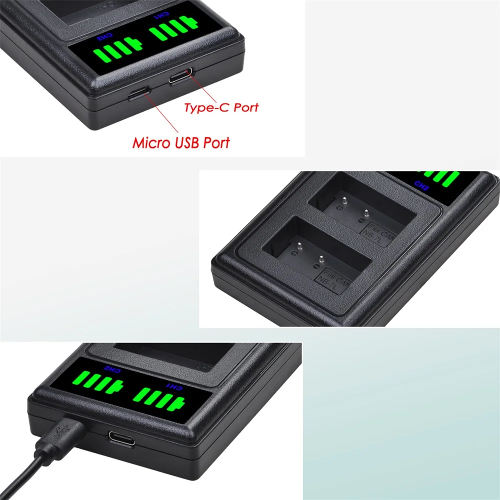 4 шт. двойное светодиодный устройство USB Type C для Canon PowerShot G10 G11 G12 SX30IS 1800