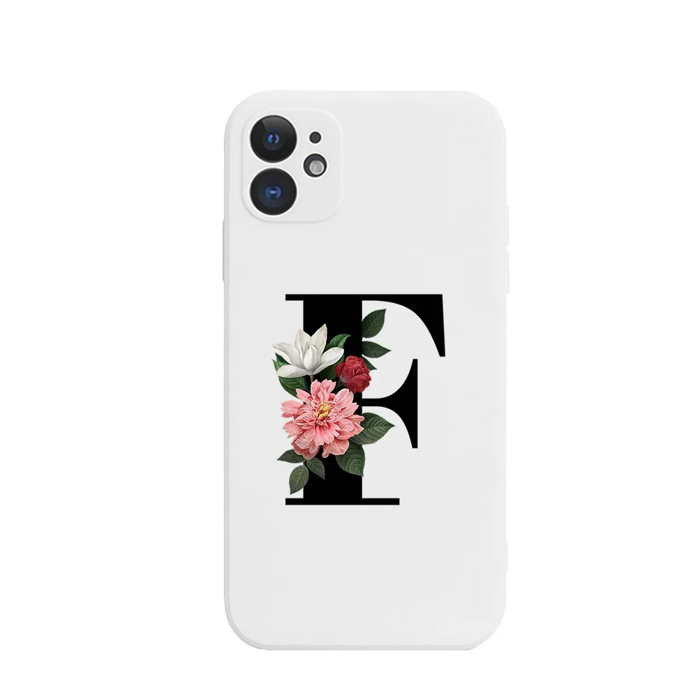 English Letter White Phone Case For iPhone 11 Pro Max X XS Max XR 7 8 Plus Fashion flower soft Silicone Cover iphone 8 leather case