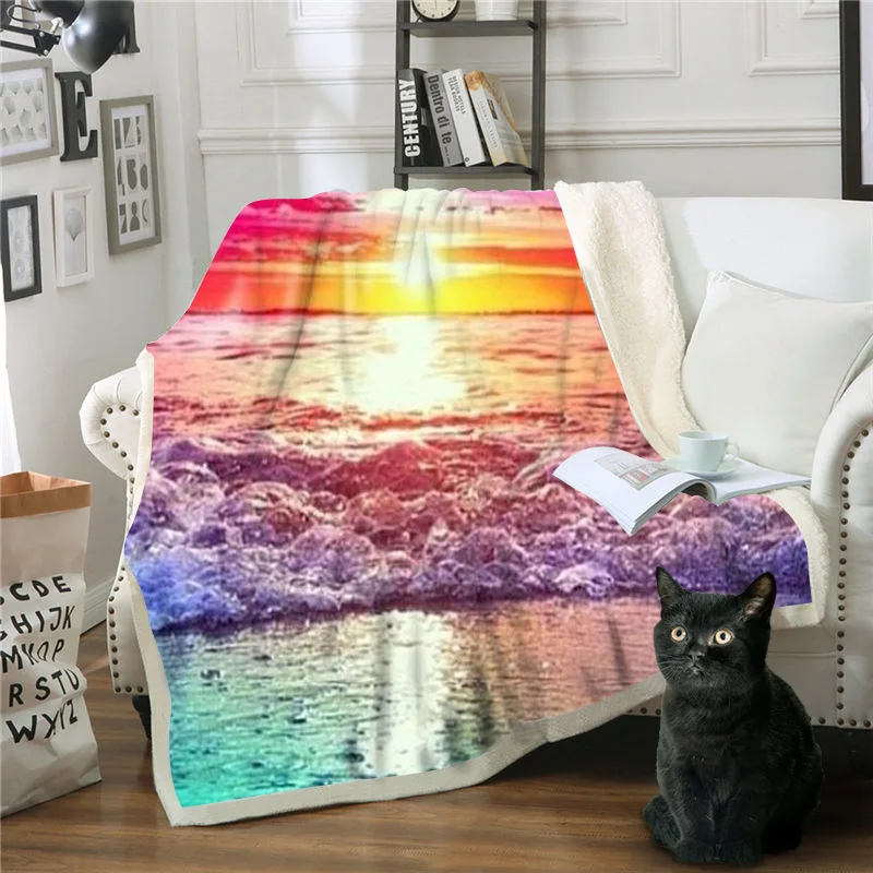 Scenery, art series 3D printing double thick cotton wool blanket, air conditioning blanket, sofa blanket, square towel blanket
