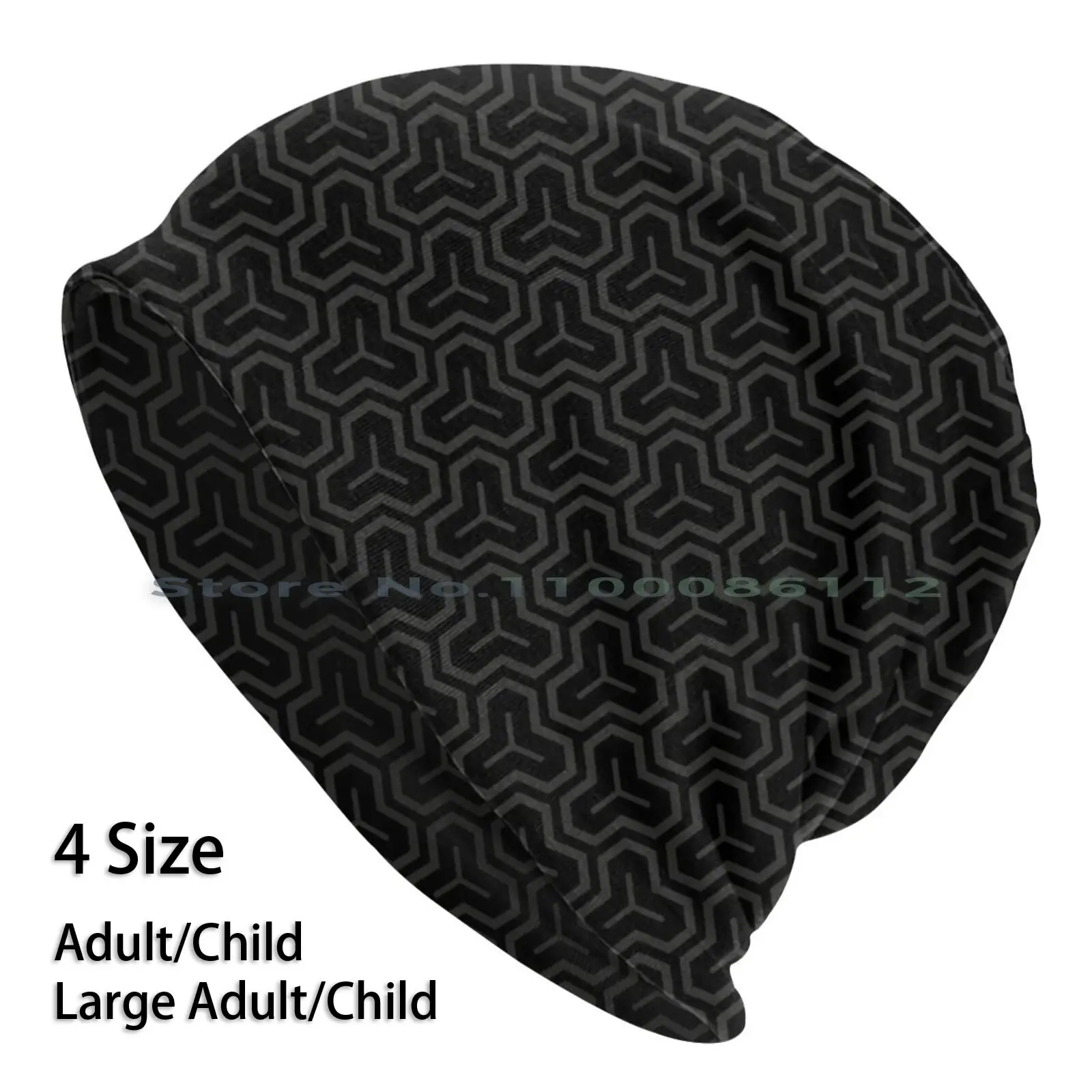 

Japanese Geometric Pattern Monochrome Dark Beanies Knit Hat Japanese Abstract Blacklinesw9 Seamless Hexagon Modern Shapes