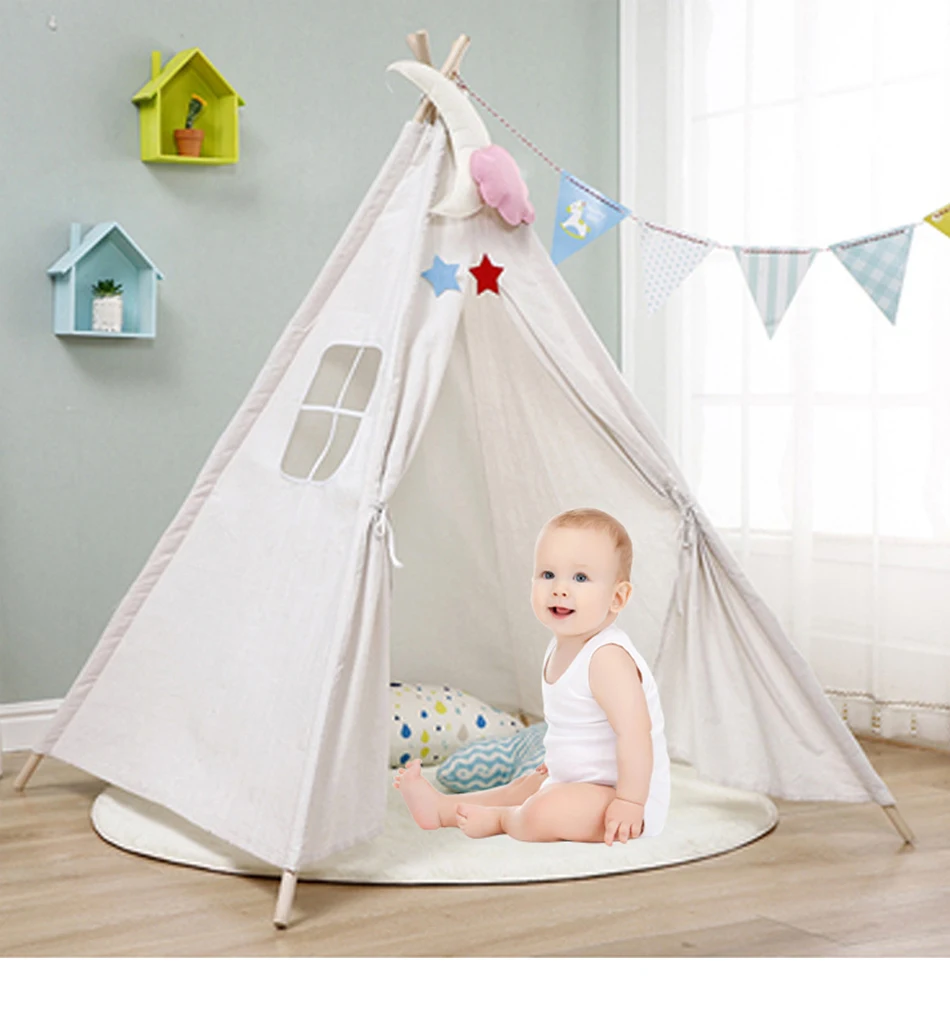 18 Types Baby Portable Canva Tipi Folding Indoor Children Tent Teepee Original Triangle Indian Kid Tent Wigwam Little Play House