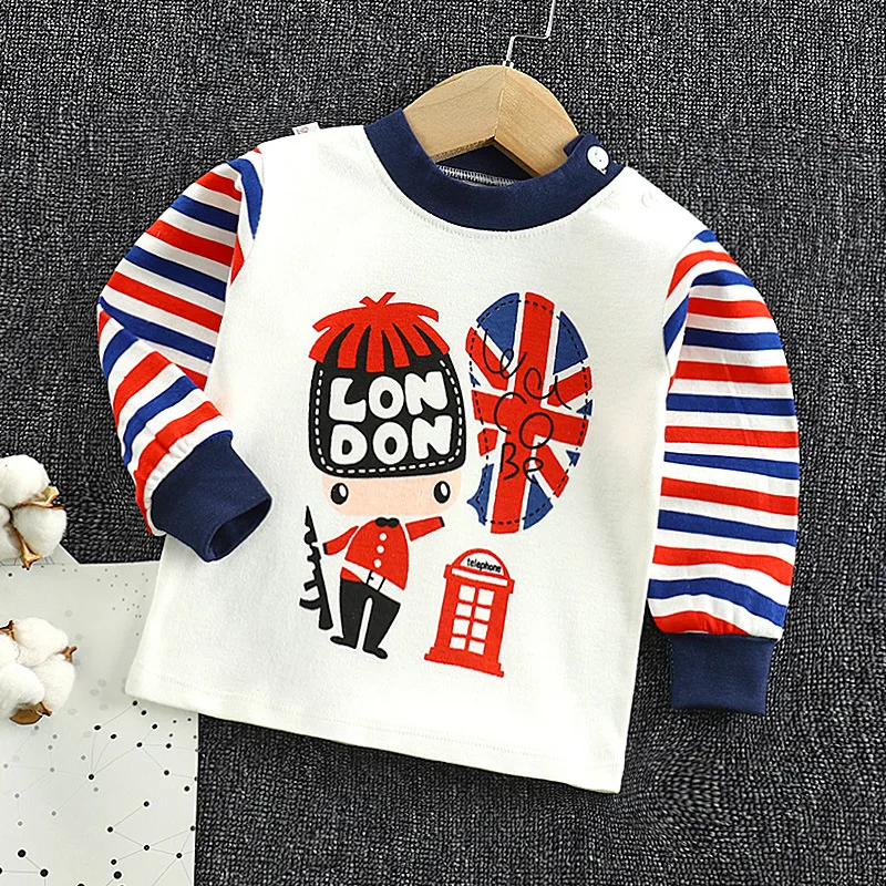 Boys Girls Cartoon Long Sleeve T Shirts Summer Baby Boys Cotton Clothes T Shirts Children Printed Tops Tees Kids Clothing 18M-5T - Цвет: 03