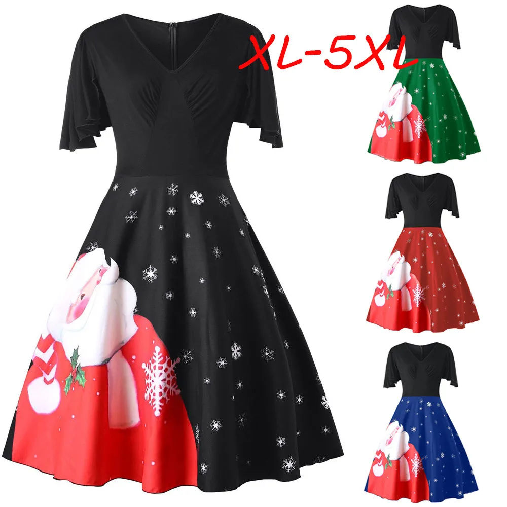 35 summer dress fashion women's plus size christmas santa claus party airy vintage dress vestidos verano Christmas Dress