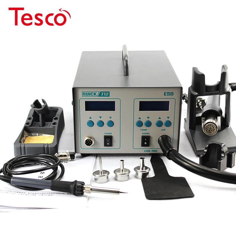 

QUICK 712 Intelligent digital display 2 in 1 soldering station Hot Air Gun rework station (861DW+203H) For PCB Soldering Repair