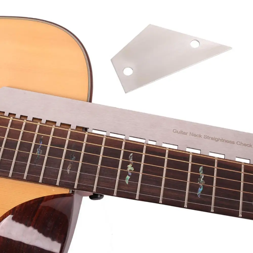 Guitar Bass Neck Notched Straight Edge Leveling Ruler + Fret Rocker