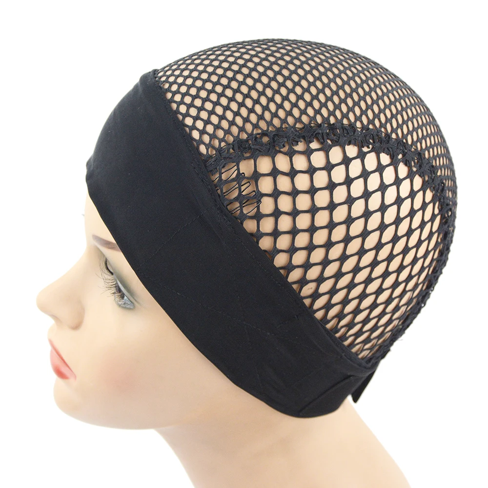 1 pc Black Headband Wig Cap with Adjustable Headband Big Hole Weaving Wig Base for Making Wig caps