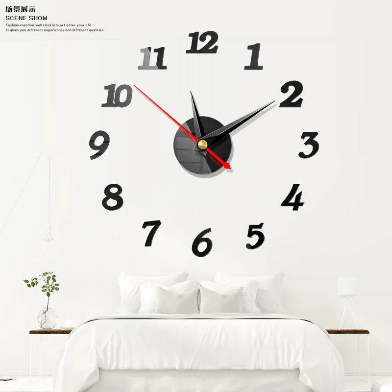 

European Fashion Wall Clock 3D Wall Stickers Creative Fashion Living Room Clocks Acrylic Digital Wall Clock DIY Home Decoration