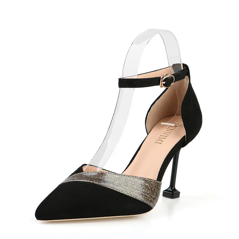 

QSR 8.5CM PUMPS New 2019 pointed sexy women's high heel sandals summer cat and ladies single shoes wholesale
