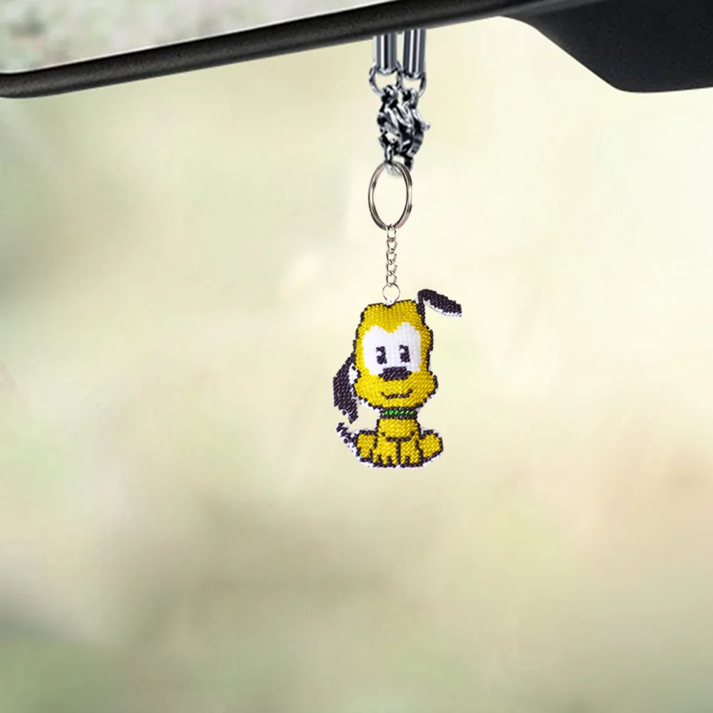 Stamped DIY Dog Monkey Handmade Craft Bead Cross Stitch Keychain Printed Embroidery Needlework Key Ring Kit Decor for Gifts cross stitch kit cross stitch tools