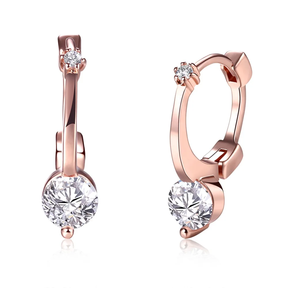 

LE405 Lovely 925 Sterling Silver Zirconia stone Earring For women wedding Rose Gold Plated