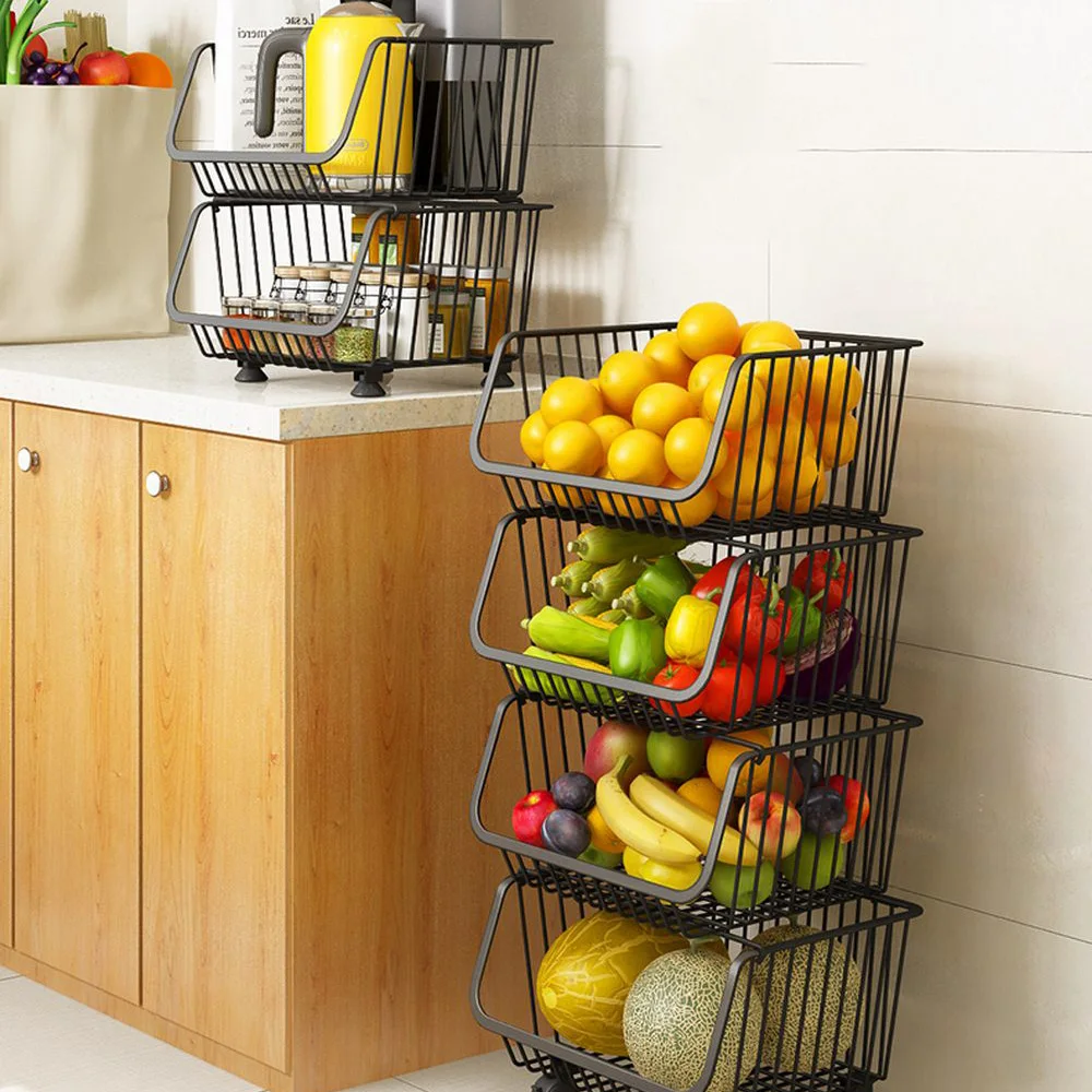 Бытовая многослойная напольная корзина для хранения фруктов и овощей, кухонная корзина для овощей и подставка для фруктовой корзины с колесами