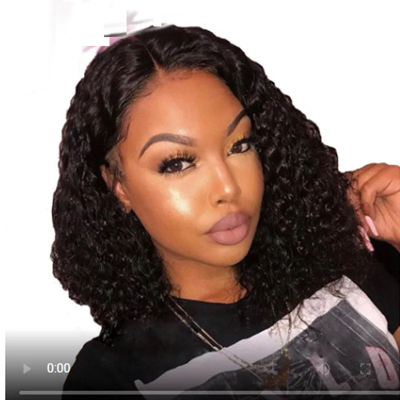 

13*6 kinky Curly Bob Lace Front Wigs Natural Color Short Bob Wig Lace Front Human Hair Wigs Deep Parting Curly Human Hair Wig