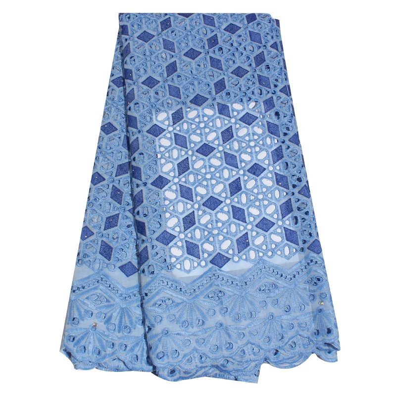 

Bestway Stones Embroidery Swiss Voile Cotton 2019 Latest Polished Cotton For Women Party Dress Sewing 5Yards African Lace Fabric