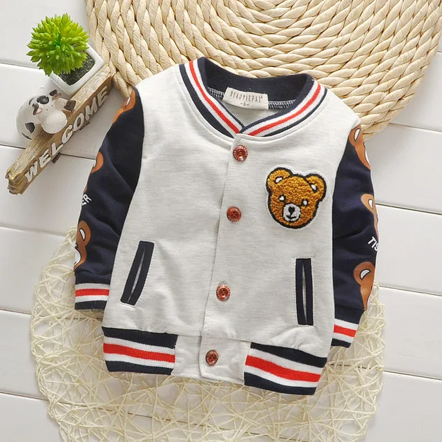 New Spring Autumn Baby Cartoon Clothes Children Boys Girls Fashion Print Jacket Kids Infant Sportswear Toddler Casual Clothing XH springbear F Gray