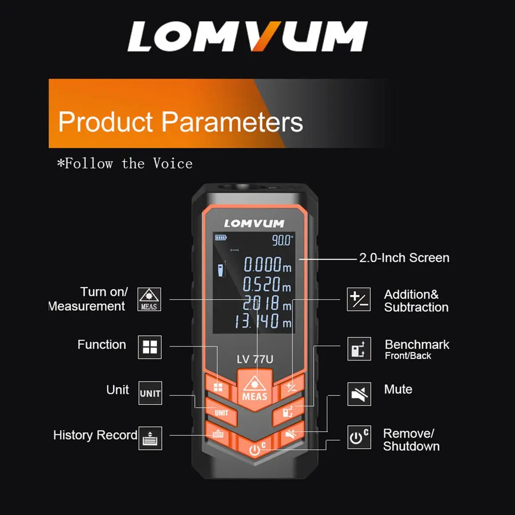 Handheld Digital Laser Rangefinder 40m/50m/60m/80m/100m Distance Meter Measure Tape Range Finder Area Volume Measure Diastimeter Handheld Digital Laser Rangefinder 40m/50m/60m/80m/100m Distance Meter Measure Tape Range Finder Area Volume Measure Diastimeter