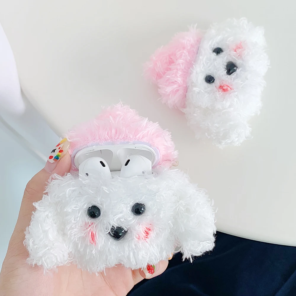 AZiMiYO Plush mini dog Wireless Bluetooth Earphone Case For Apple AirPods Silicone Cases For Airpods 1 2 Protective Cover