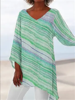 

Long Sleeve Striped Blouse Casual O Neck Blouses Women Shirt