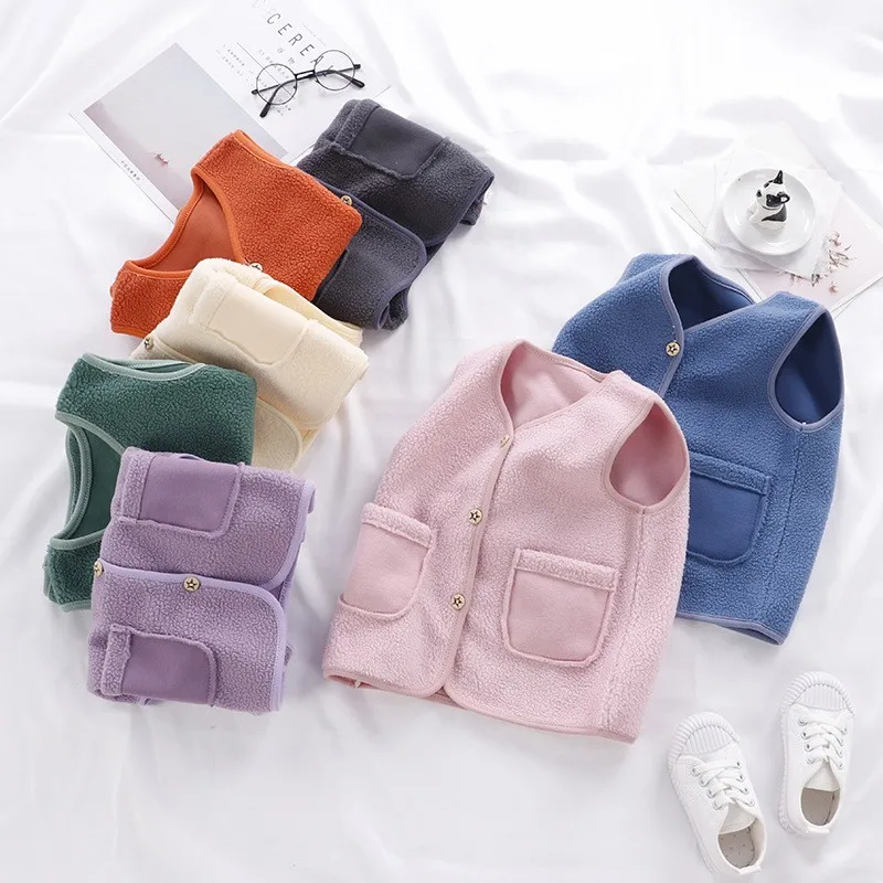 Baby Girl Winter Clothes Boys Fleece Vest Fur Jacket For Children 0-4 Years Toddler Tops Infant Warm Clothing Cheap Stuff |