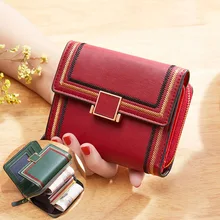  2022 Women Shiny Wallet Three Fold Wallets cartera mujer Ladies Coin Pocket Women's Purse Simple Clutch Bag portefeuille femme 
