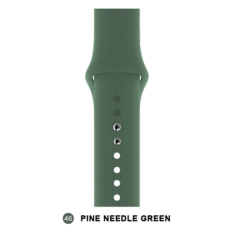 Мягкий силиконовый спортивный ремешок для Apple Watch 5 4 3 2 1 38 мм 42 мм, резиновый ремешок для часов Iwatch series 5 4 40 мм 44 мм - Цвет ремешка: pine needle green