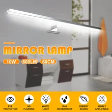 Светодиодный настенный светильник для помещений, зеркальный настенный светильник, 10 Вт, 800 лм, белый, 60 см, водонепроницаемый алюминиевый светильник, ванная комната, туалет, зеркало, косметический светильник