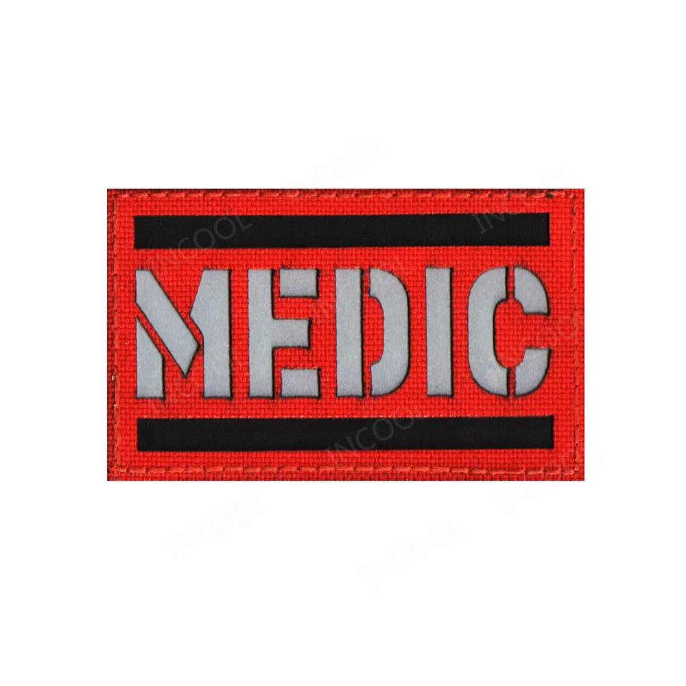 Медицинский ИК Светоотражающие патчи лазерная резка тактический военный боевой дух вышитые патчи EMT эмблема ткань для аппликации вышивальные значки - Цвет: 5 IR Reflective Red