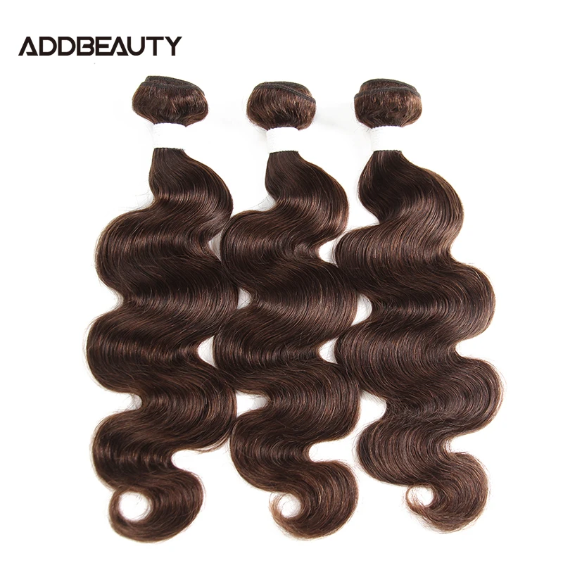 

4# Brown Colored Body Wave Human Hair Bundles Addbeauty Brazilian 100% Human Remy Hair Extension Weave for Women Double Drawn