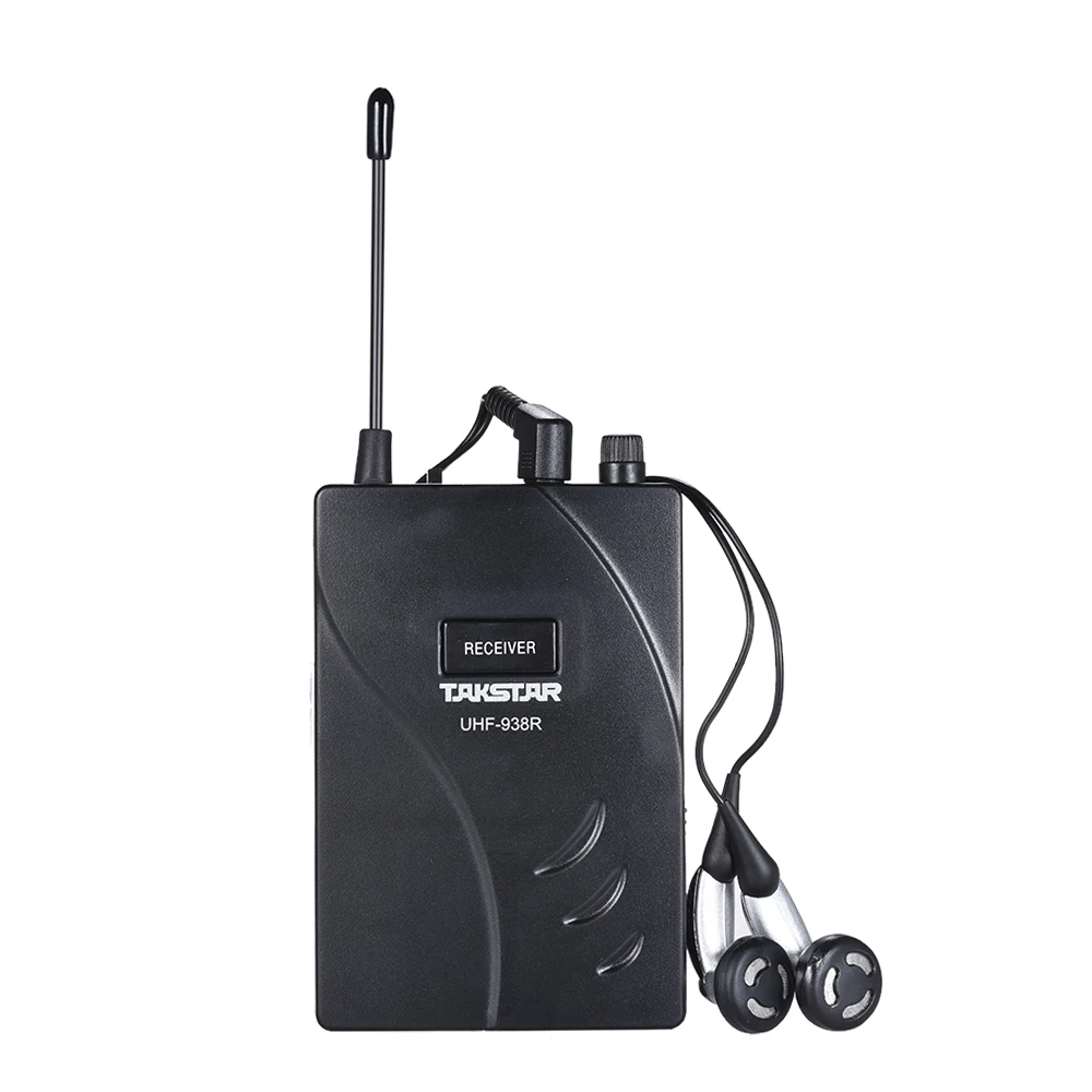 TAKSTAR UHF-938R Wireless Acoustic Tour Guide Transmission System Receiver 50m Effective Range 432.5-433.5 MHZ with Earphone
