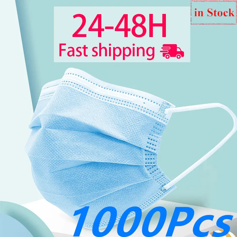 

1000Pcs disposable non-woven dust mask Mascarillas Three-layer filter anti-fog PM2.5 breathable safety earhook masque face masks