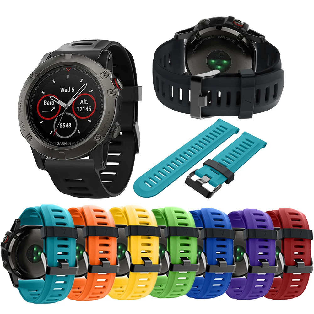 Ремешок силиконовый для часов Garmin Fenix 3 HR широкий наружный спортивный сменный