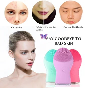 

Rechargeable Face Cleaning Brush Vibration Facial Cleansing Machine Waterproof Silicone Face Massage Devices