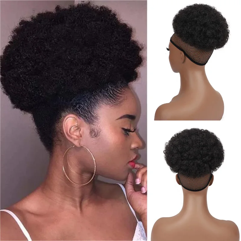 spring sunshine ponytail puff afro curly hair bun high drawstring short  afro pony tail clip in on synthetic 1pc/pack