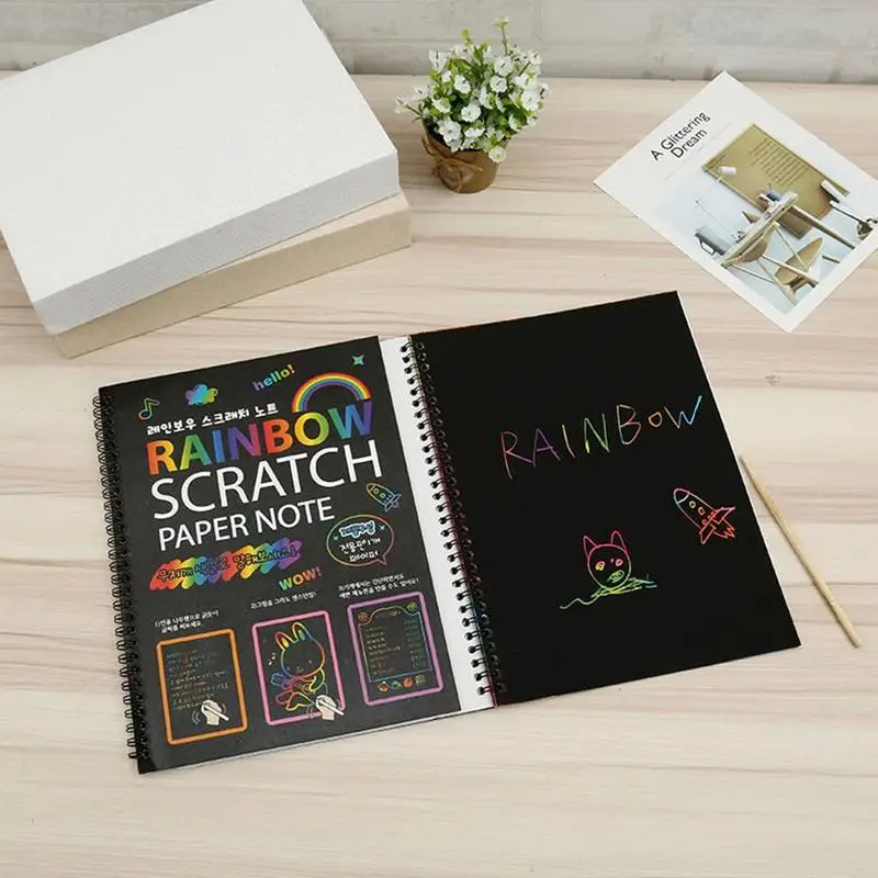 

1piece Black Diy Scratchpad Children's Cartoon Colorful Scratchpad Magic Color Scratch Pad Notepad Doodle Education Books