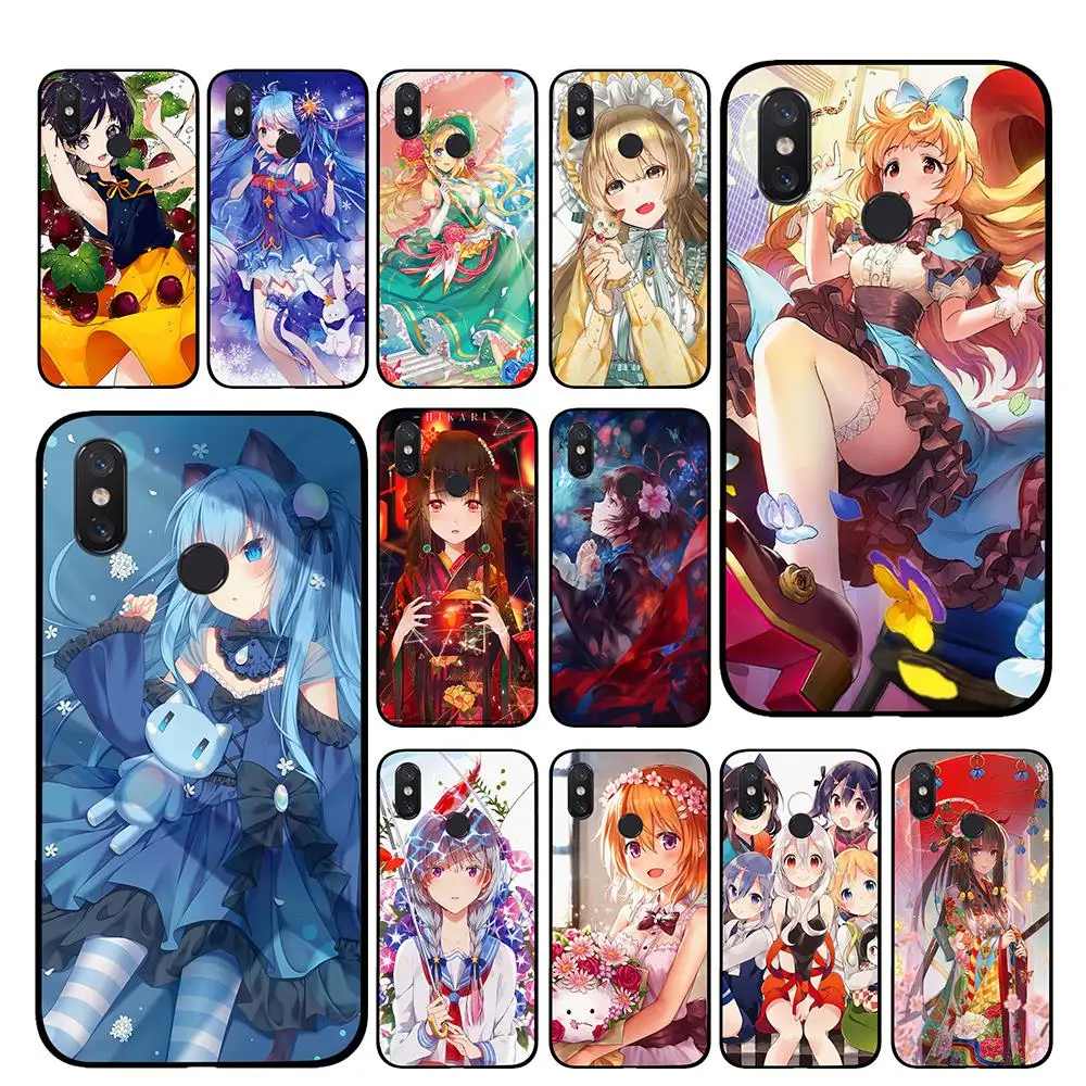 Anime girl Luxury cases For Xiaomi MI 9 8 8SE 6X 5X 5S 5C 5 Pocophone F1 Play Cover | Мобильные телефоны и аксессуары