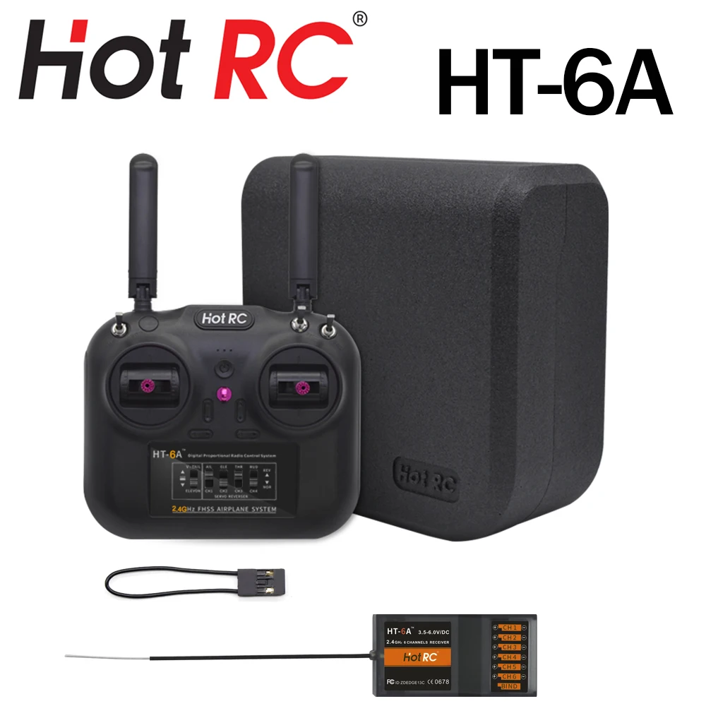 2105.25руб. 20% СКИДКА|HOTRC HT 6A 2,4G 6CH RC передатчик FHSS & 6CH приемник с коробкой для FPV Дрон Rc Самолет Rc автомобиль Rc лодка|Детали и аксессуары| | - AliExpress