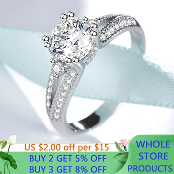 

LMNZB Original 925 Sterling Silver Ring Luxury Retro Wedding Rings for Women 7mm Cubic Zirconia Engagement Ring Jewelry LR074
