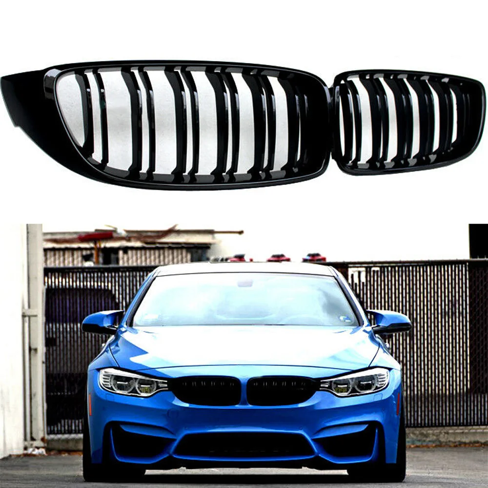 

1 pair Gloss Black Front Grille Kidney Grill Double ABS For BMW M4 F32 F33 F36 420i 428i 435i Accessory ABS Black