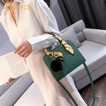 

Solid color Leather Mini Crossbody Bags For Women 2019 Summer Messenger Shoulder Bag Fluff Pendant Women Crossbody Shoulder Bags