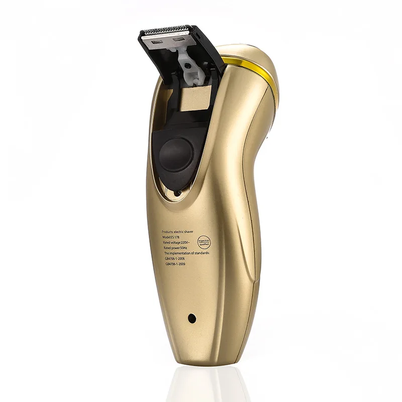 Ling ke ES178 Luxury Gold Color Gold Three Cutter Head Shaver Electric Rechargeable Shaver Waterproof Shaving Razor Manufacturer