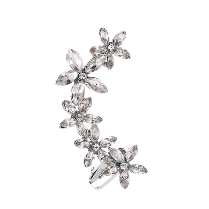 5pcs Flower-silver Стимпанк цветок Звезда обертывание клип серьги не пирсинг ухо манжеты Серьги для женщин Резные Бабочка Кристалл спиральный для хряща Brincos - Окраска металла: 5pcs Flower-silver