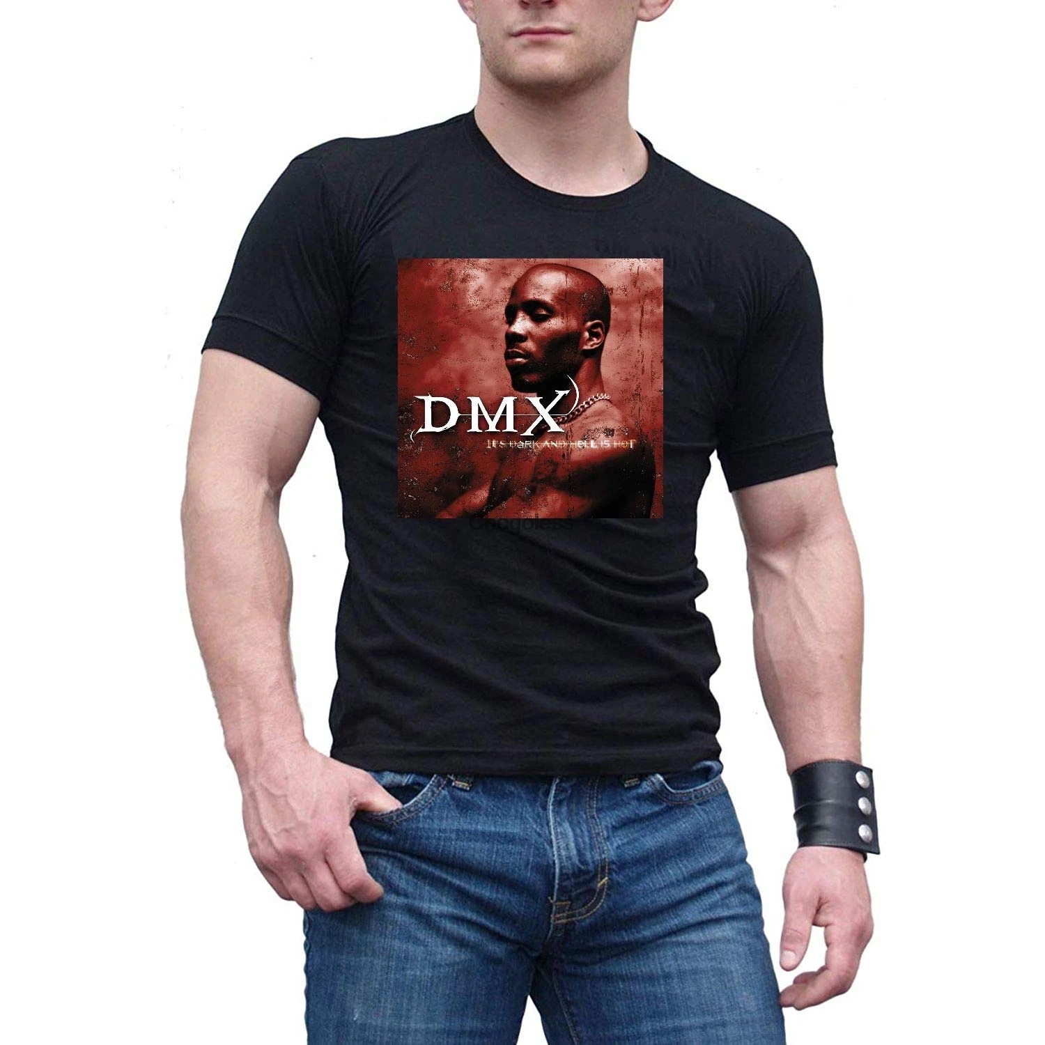 Мужская Черная хлопковая Футболка DMX Its Dark and Hell is Hot |